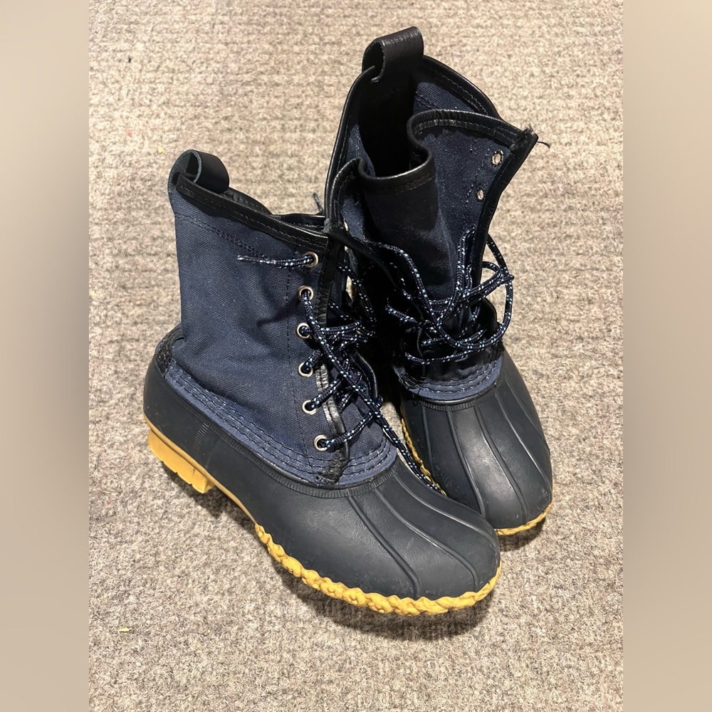 LL BEAN Kids Blue Waxed Canvas boots
